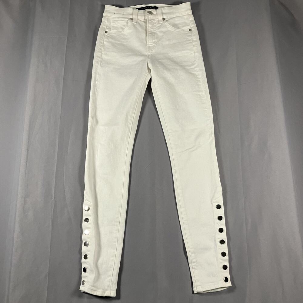 Veronica Beard Jeans Womens 25 White Kate Skinny High Rise Snap Button Hem‎